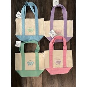 Trader Joe's Spring Mini Pastel Canvas Tote Bag Set Of 4 New W Tags Easter 2026